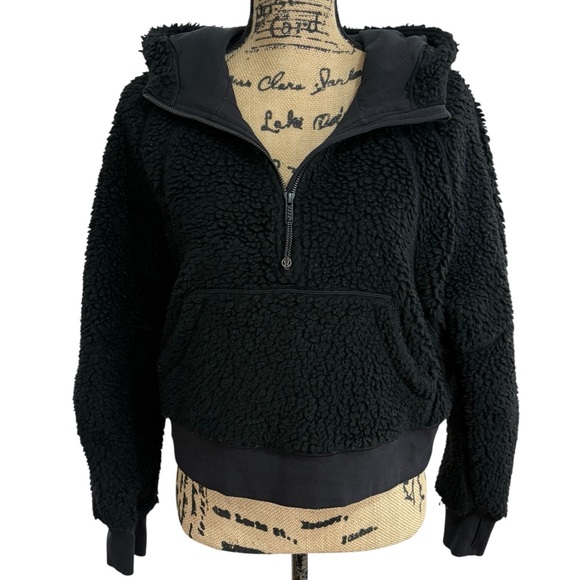 lululemon athletica Tops - Lululemon Scuba Oversized Sherpa 1/2 Zip Pullover Black Hooded Size XS/Small